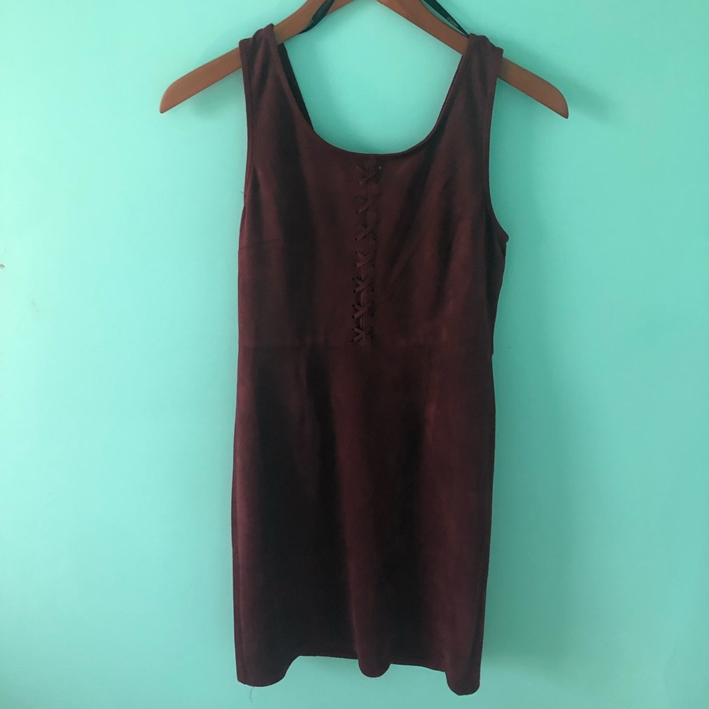 Maroon Suede Bodycon Dress